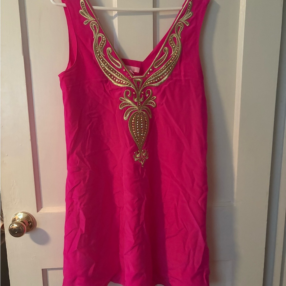 Pink Embellished Sleeveless Dress